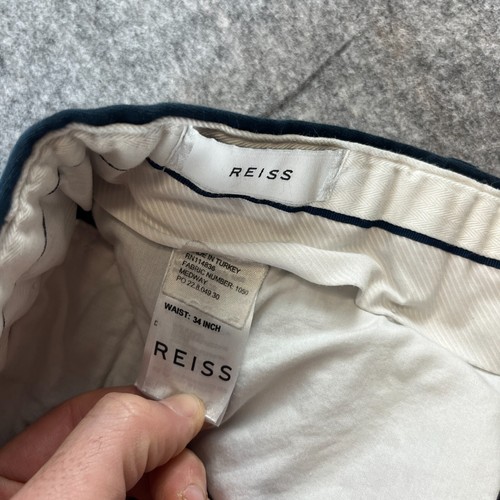 Pantalones chinos para hombre Reiss 34 30 ajuste cónico azul marino oscuro elásticos - Imagen 9 de 12