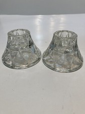 VTG Home Interiors and Gifts Made in USA, Glass Diamond Pattern 2 Candle Holders