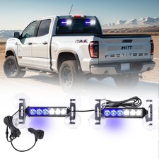 2x 6.1 Inch Blue White Emergency Strobe Lights 12 Led Hazard Warning Flashing...