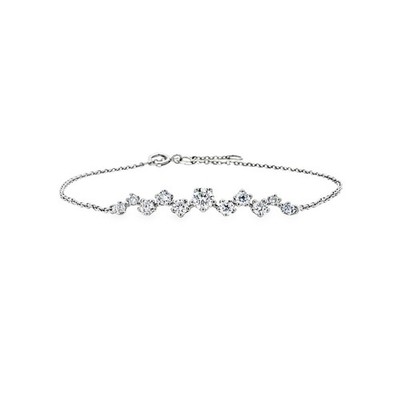 18K Weißgold Lab Grown Rund Diamant Stern Cluster Armband YM0014