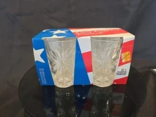 Vintage Anchor Hocking Early American Press Cut Juice Glass. New In Box