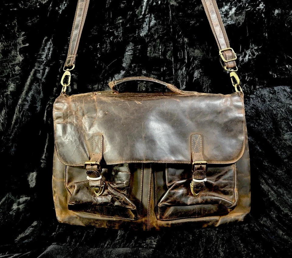 МУЖСКОЙ искусственно состаренной кожи плеча MESSENGER портфель ноутбука сумка прочный новый без ЯРЛЫКОВ - Изображение 2 из 4