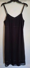 VTG Express Slip Dress Black Chiffon Beaded Edge Sz 11/12 Lingerie 90's Retro 