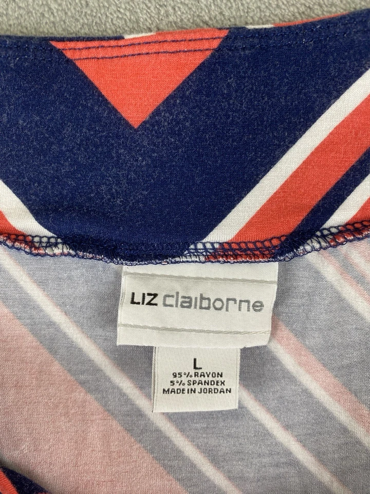 Falda Larga Liz Claiborne Mujer Aline L. Naranja Azul Elastizada C13 Foto 3 de 4