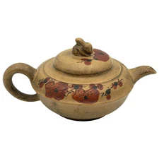 Old Yixing Zisha Purple Clay Teapot Figural Year of Rabbit Poppies Artist READ