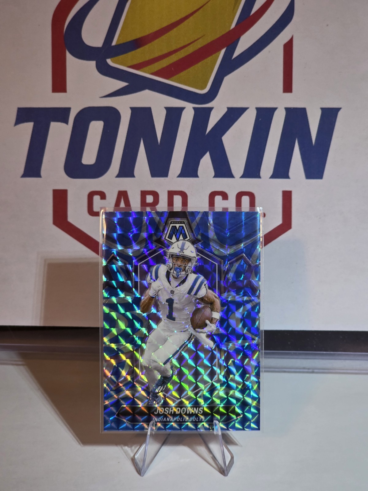 2024 Panini Mosaic - Josh Downs #95 Reactive Blue Mosaic Prizm