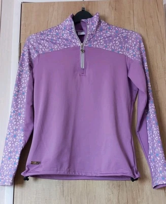 Island Green Damen Blumendruck Raglanärmel Oberteil Schicht 1/4-Reißverschluss Golf Gr. Small - Bild 1 von 3