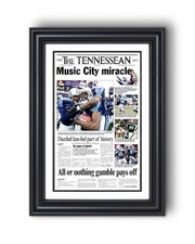 2000 Tennessee Titans 'Music City Miracle' Framed Newspaper.