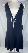 Wild Fable Women's Mini Pullover Sweater Dress Size Large Navy Blue And White