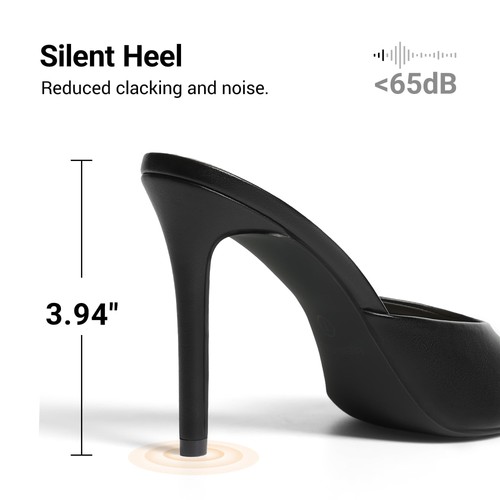 Mule Heels for Women High Heels Stiletto Open Round Peep Toe Mules Sandals Sl... - Picture 7 of 8