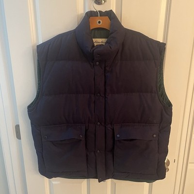 Vintage Eddie Bauer Goose Down Vest Men Extra Large XL Quilted Navy Blue Green