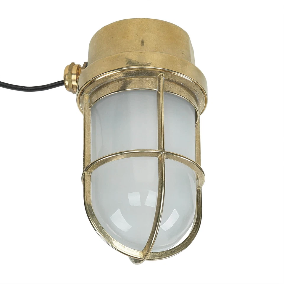 Wetterfeste Außenleuchte aus Messing satiniertes Glas IP44 Schiffslampe Decke - Bild 3 von 4