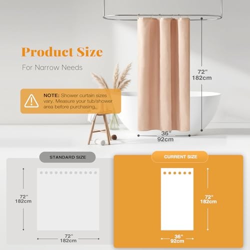 Cortina de ducha de tela Stall - 36x72 pulgadas estrecha 36" W x 72" L (paquete de 1) rubor - Imagen 3 de 5