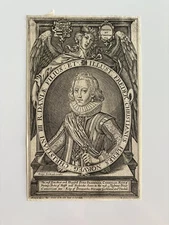 Antique Engraving – Prince Frederick Christian of Denmark, Son of Christian IV 