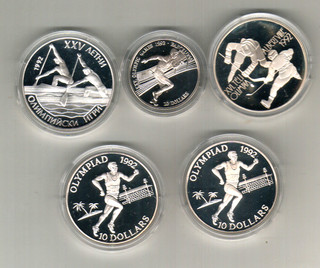 5 SILBERMÜNZEN Olympiade 1992 in PP Ag 900/925/ ab 1