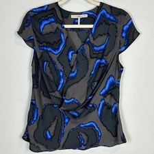 Halston Heritage 100% Silk Printed V-neck Blouse 4