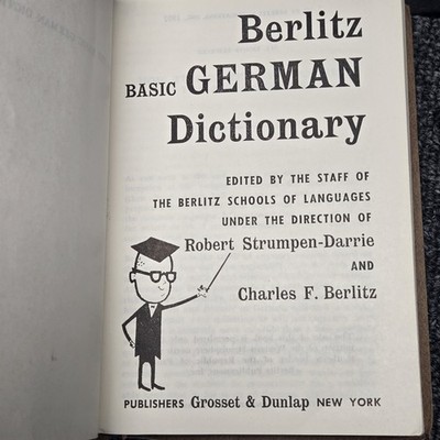 1957 Berlitz Basic German Dictionary Hardcover Vintage Language Reference Book