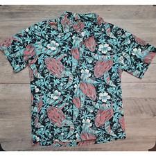 Vintage Hilo Hattie Hawaiian Shirt Made in Hawaii Floral Aloha L