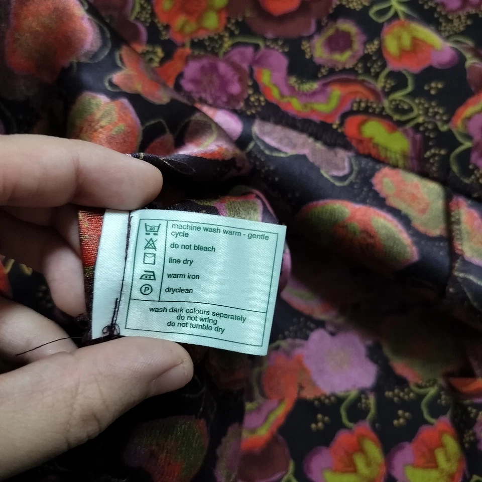 Maxi Falda Floral Vintage Laura Ashley Talla 14 Roja Negra 100% Rayón Años 90 Foto 4 de 4