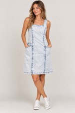 Vintage 90s Chiori Acid Wash Denim Jumper Dress Womens 7-8 Pinafore 100 Cotton
