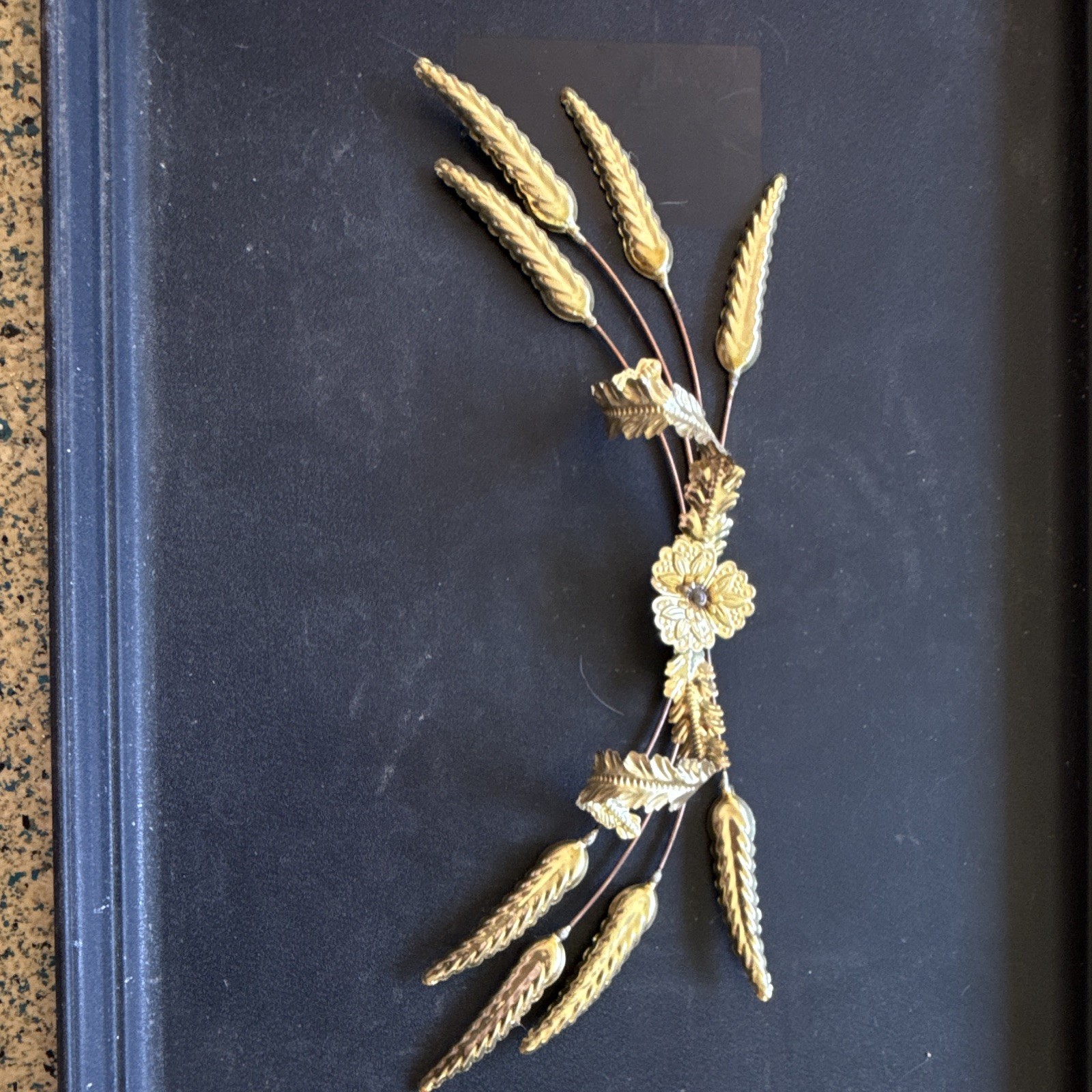 Gold Tone Wheat Sheaf Sprig Floral Brooch Pin for Women, Flowers & Plants