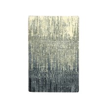 2'x3' Gray and Black Vertical Ombre Design Hand Knotted Pure Wool Mat Rug 75915