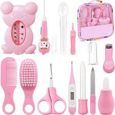 13Pcs  Kit, Newborn Baby Care Accessories with Bag, Baby Hair Nail Thermometer C