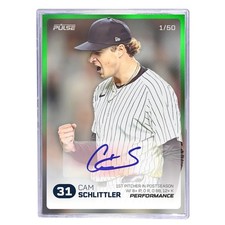 CAM SCHLITTLER SIGNED PULSE NY YANKEES CARD HISTORIC POSTSEASON PITCHING DEBUT