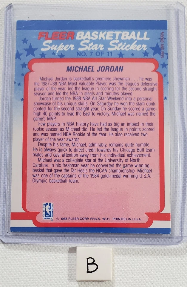 Pegatina Michael Jordan Fleer 1988-89 #7 de 11 Super Star (anuncio B) Foto 2 de 2