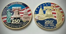 250th Anniversary Of America Challenge Coin-USA-2 Coin Lot- Gold Colored