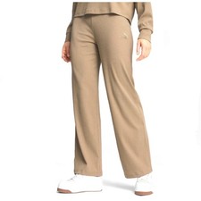 Puma Women's Essential Elevated Tan High Waisted Lounge Pant Wide Leg Small NEW