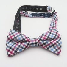 Tommy Hilfiger Bow Tie Black Purple Checked 2" Wide Pre Tied Silk