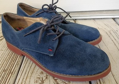 VtgTommyHilfigerBlueSuedeLeatherOxfordPreppyClassicPolishedLuxury90sY2kRetroWom7