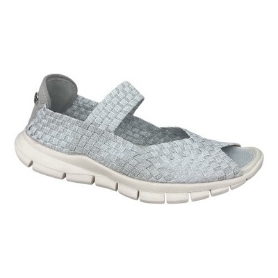 Bernie Mev Women's Comfi Flats White Shimmer Mary Jane Stretch Woven Shoes NWB