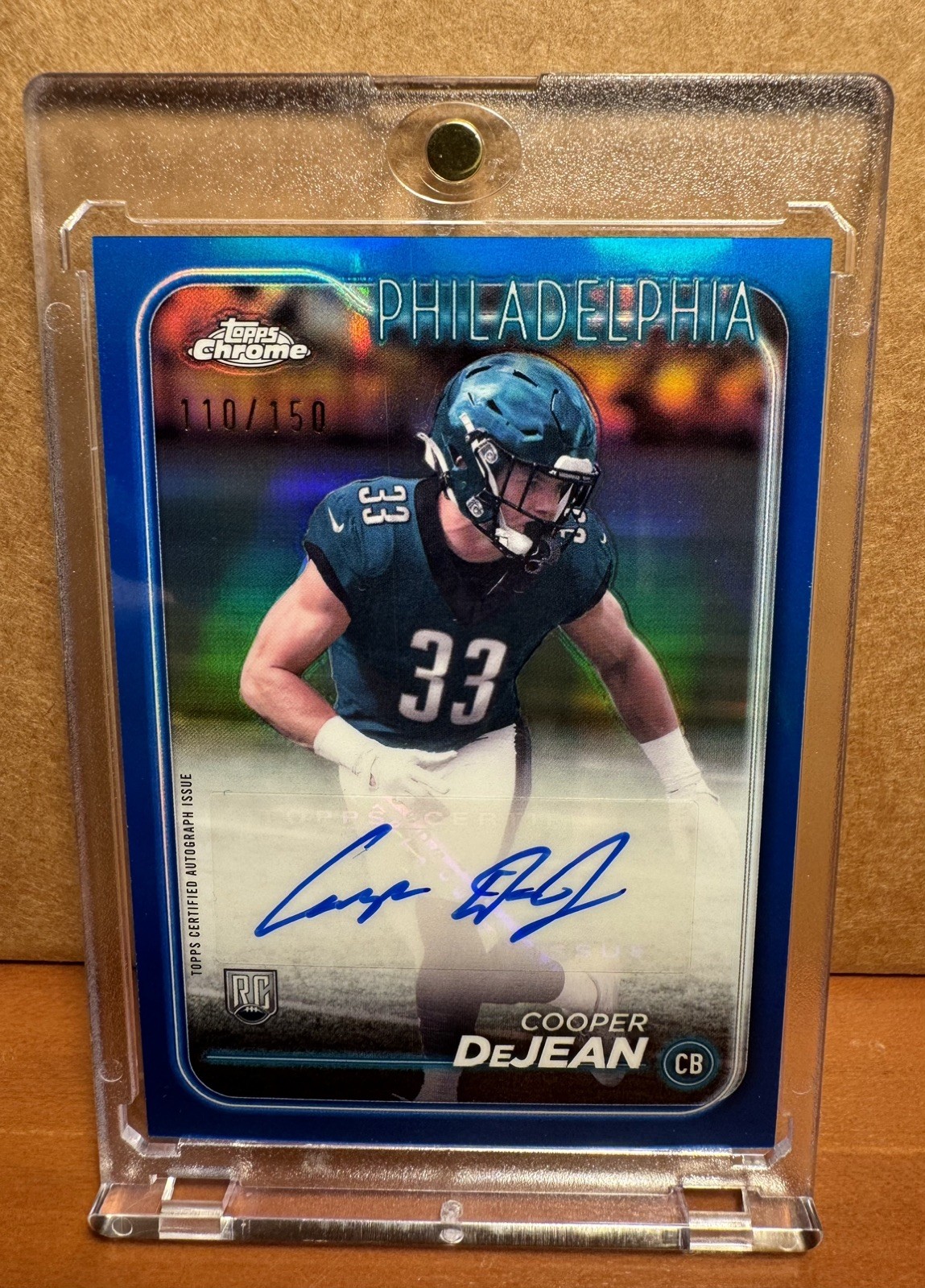 2024 Topps Chrome - Rookie Autographs Cooper DeJean #RA-CDE Blue Refractor /150