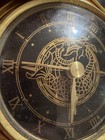 Vintage Ram Head Zodiac Globe Desk Clock Brass Tone Rotating Orb Wood Base — photo 10