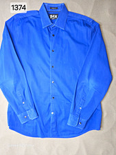 Express 1MX Cotton/Spandex Stretch Dress Shirt Blue Solid Modern Fit L 32/33