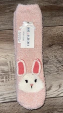 Jane and Bleecker Women's Crew Socks PlushFill Pink Bunny One Size
