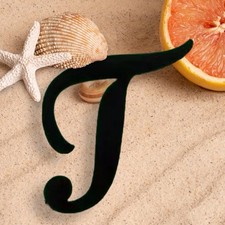 Black Letter Initial 'T'  Bogg Bag beach charm tote bag charm New 4 in length