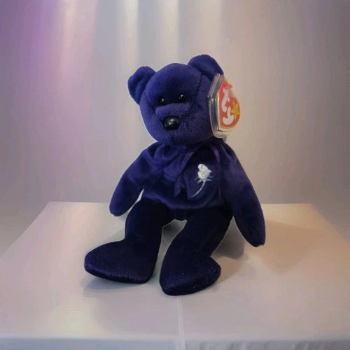 Vintage Ty Beanie Babies Princess Bear Toy 8.5"  W/Tag Errors