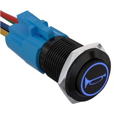 Hupentaste Druckschalter 19mm  12V LED Blau Auto LKW Boot