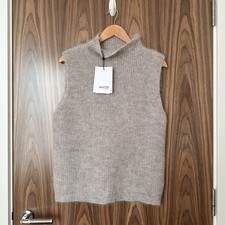 Selected Femme Grey Knit Alpaca Wool Mix High Neck Sleeveless Jumper Vest XL NEW
