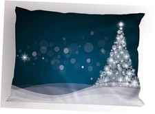 Christmas Pillow Sham, Fantasy Backdrop Abstract Xmas 30" X 20" Navy White