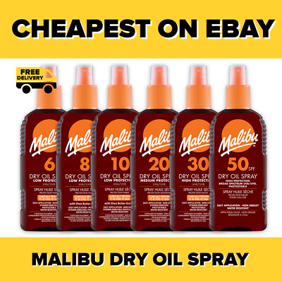 6 x Malibu Trockenölspray 200ml LSF 2 bis LSF 50   KOSTENLOSE DPD Lieferung am nächsten Tag  
