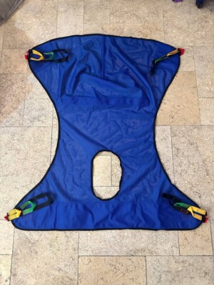 Full Body Mesh Commode Patient Lift Sling, 300lbs Weight Capacity-with Hoyer