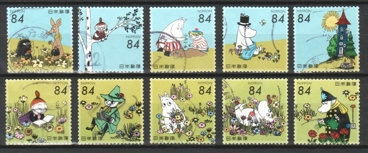 JAPAN 2021 MOOMIN (CARTOON) 84 YEN COMP. SET OF 10 STAMPS IN