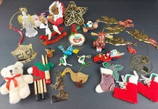 Assorted Lot of Vintage Christmas Holiday Hanging Ornaments - 26 pcs