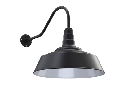 Matte Black Gooseneck King Barn Light Wall Sconce Fixture Made In America - New