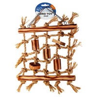 Duvo+ Kletternetz Aus Sisal Beige 36X26 Cm FüR VöGel Mit HolzblöCken