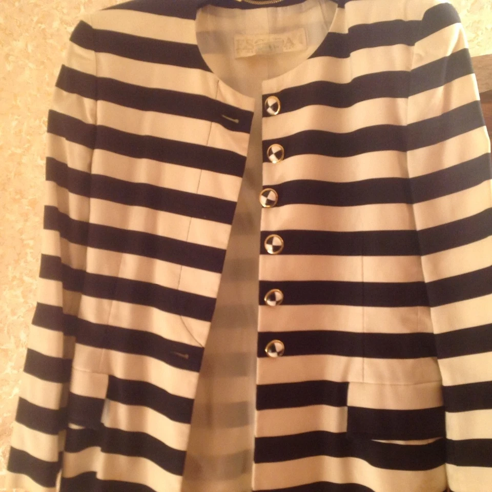 Chaqueta Blazer Mujer Escada Rayas Algodón Hecho en Alemania TALLA M Foto 2 de 4